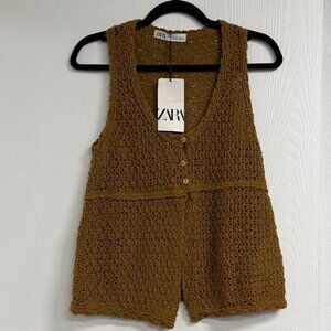 Zara Sleeveless Knit Vest Brown Size S